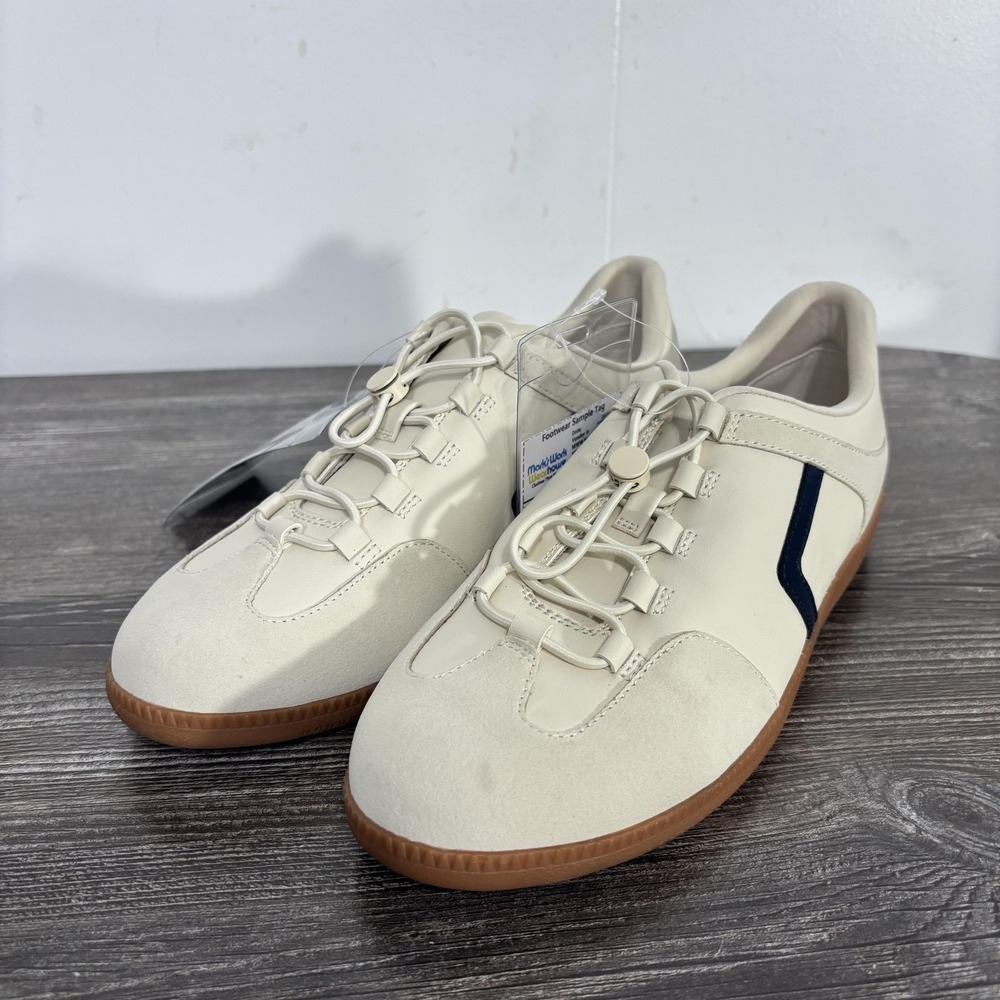 Denver Hayes Aliya Shoes Womens Size 8 Beige Cream Navy Walking Sneaker Low Top